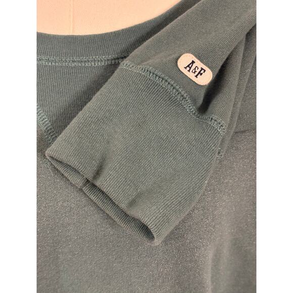 ABERCROMBIE & FITCH Cropped Sweatshirt | Green Shimmer Long Sleeve | LARGE - Picture 7 of 9